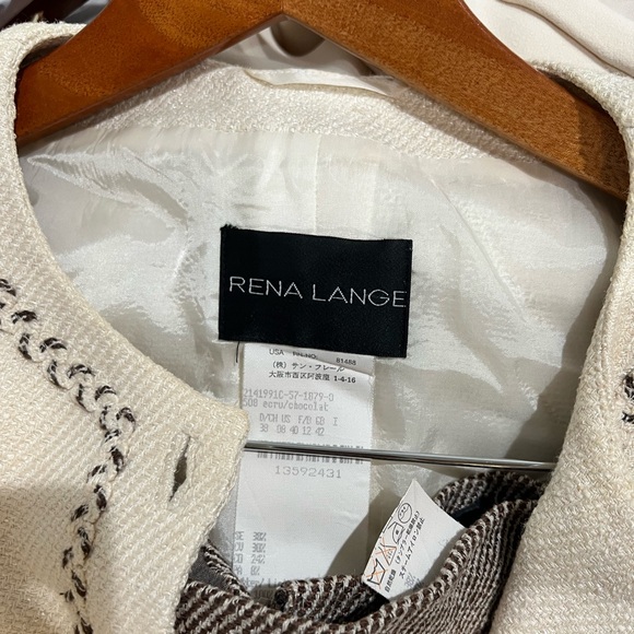 RENA LANGE Cream Tweed Blazer & Skirt Set – Size 8 - Picture 3 of 3